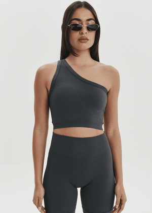 
                  
                    Load image into Gallery viewer, Seamless Tops - One Shoulder Bodice Crop - Slate
                  
                