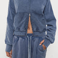 Zip Up Hoodie - Sky Acid Wash