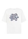 T-Shirts - Oversized Swirly Move Your Body T-Shirt - White/Blues