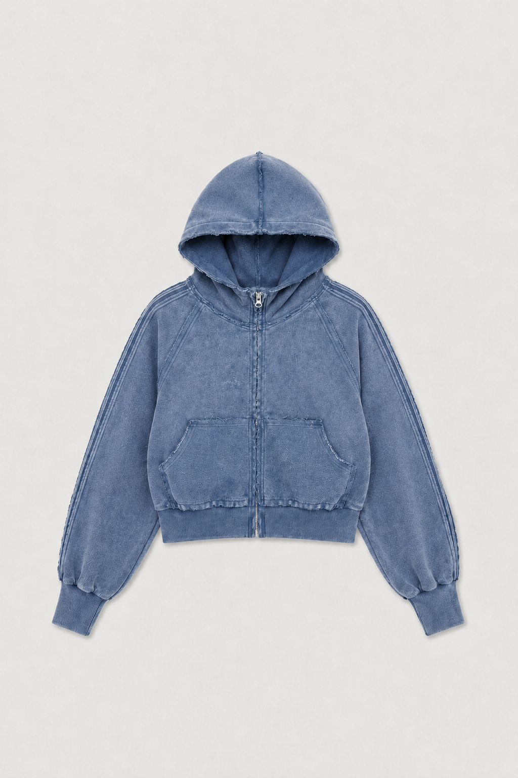 Zip Up Hoodie - Sky Acid Wash