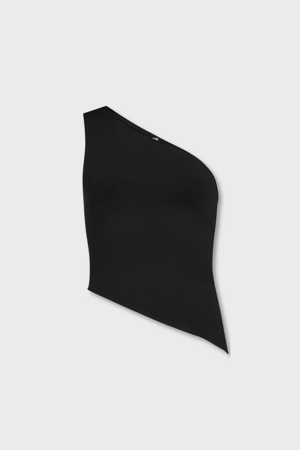 One Shoulder Asym Hem Tank - Black - Organic Cotton/Bamboo