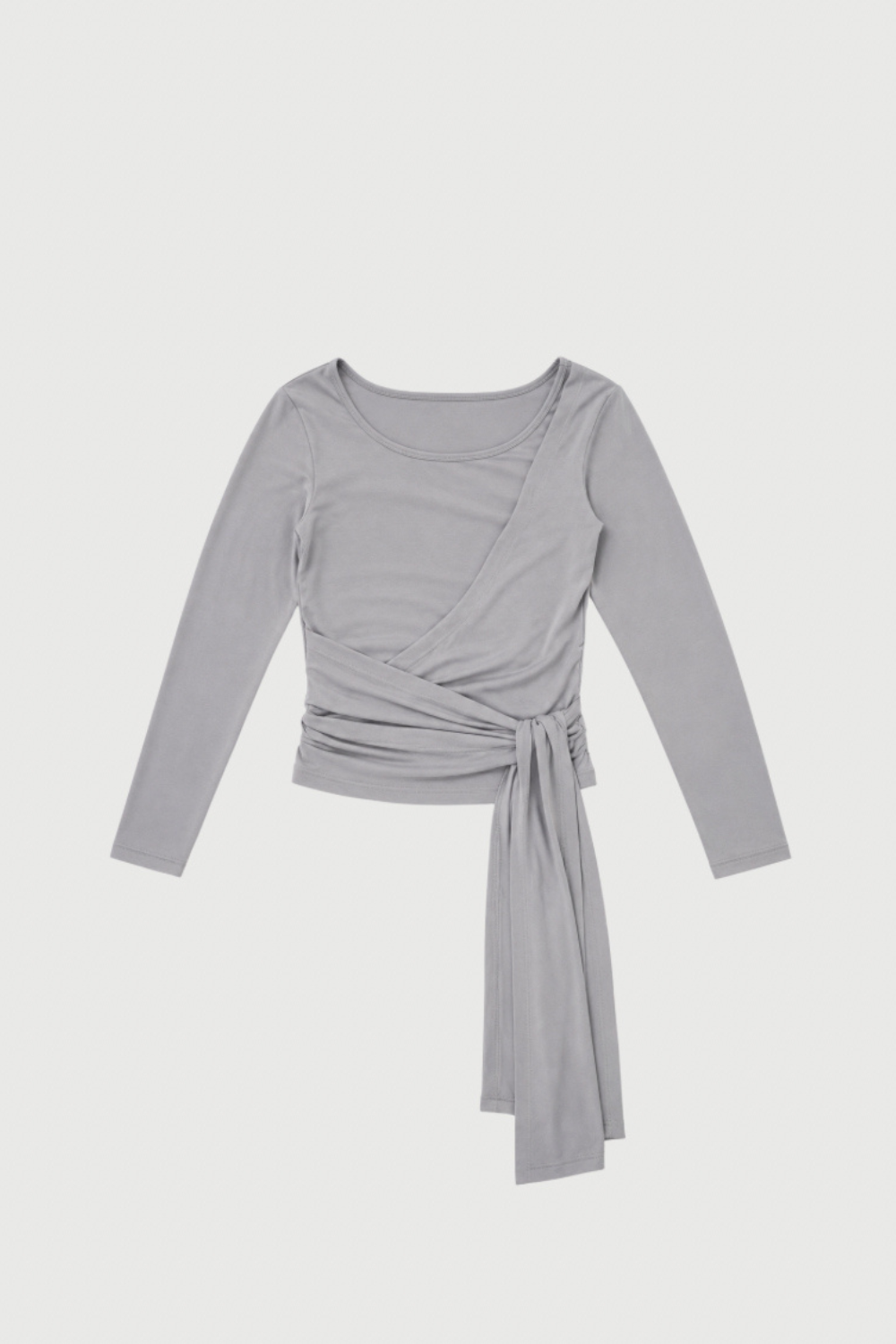 Belted Wrap Around Top - Pebble Grey