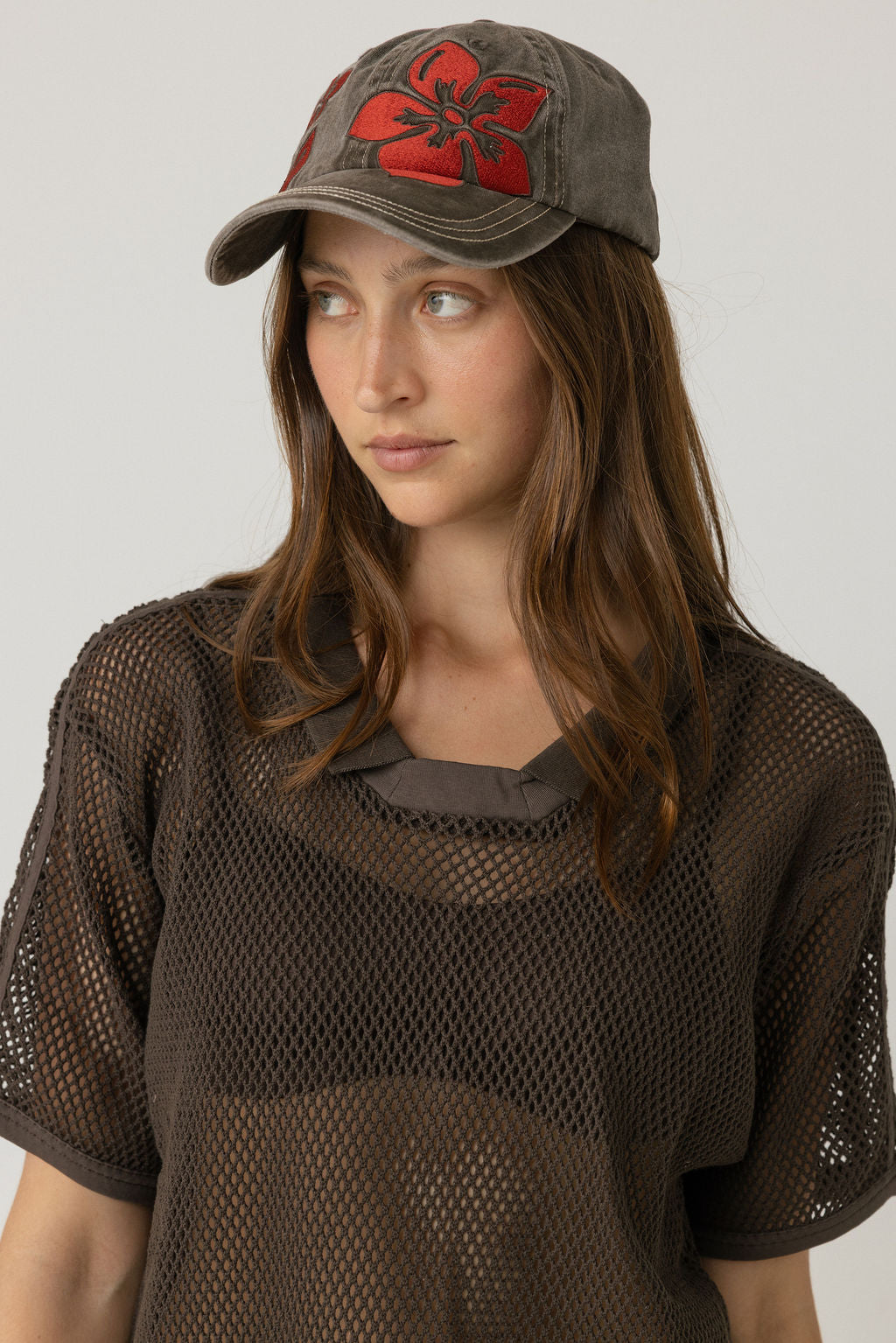 Hibiscus Cap	- Washed Brown/Red