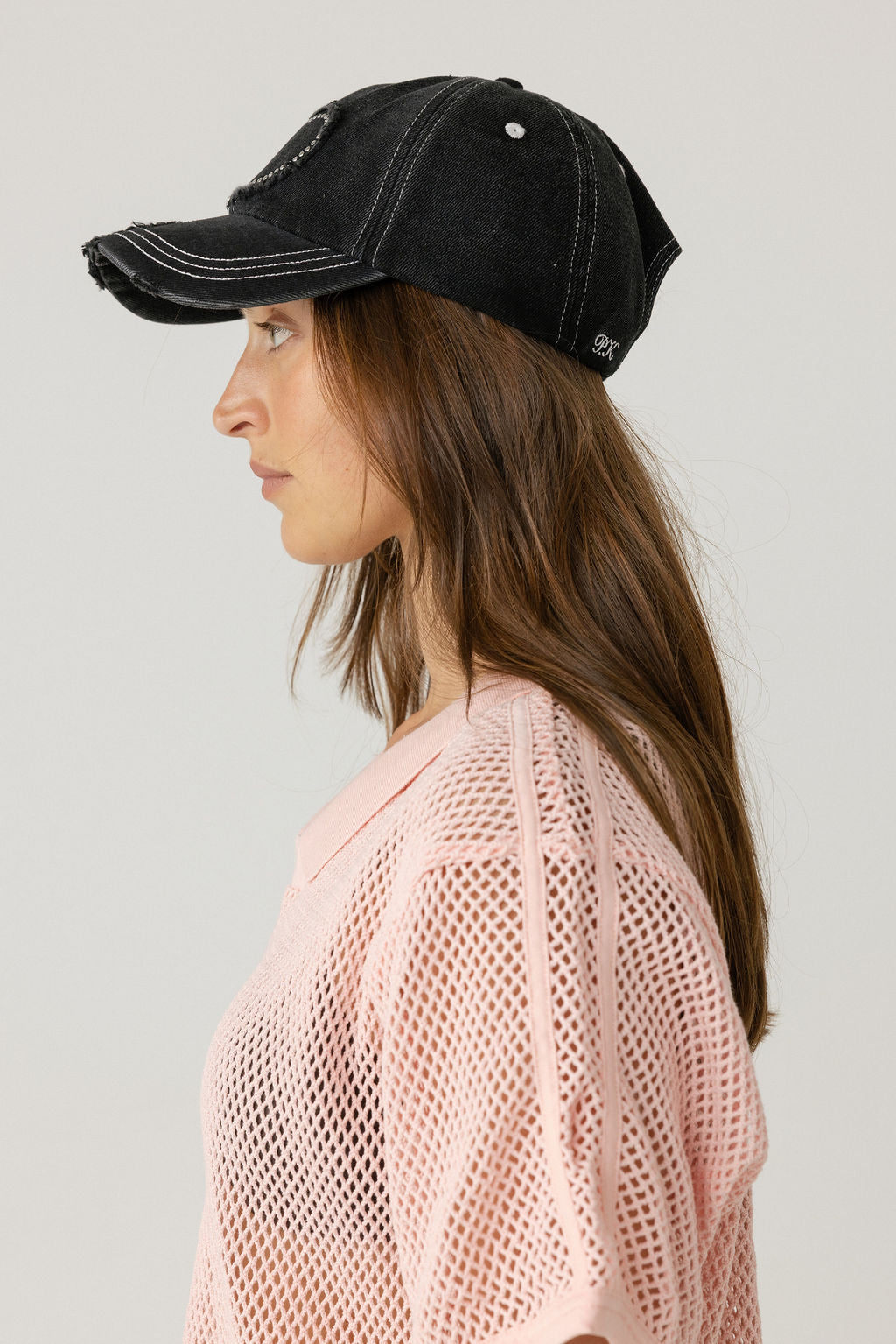 Studded Heart Cap - Distressed Charcoal