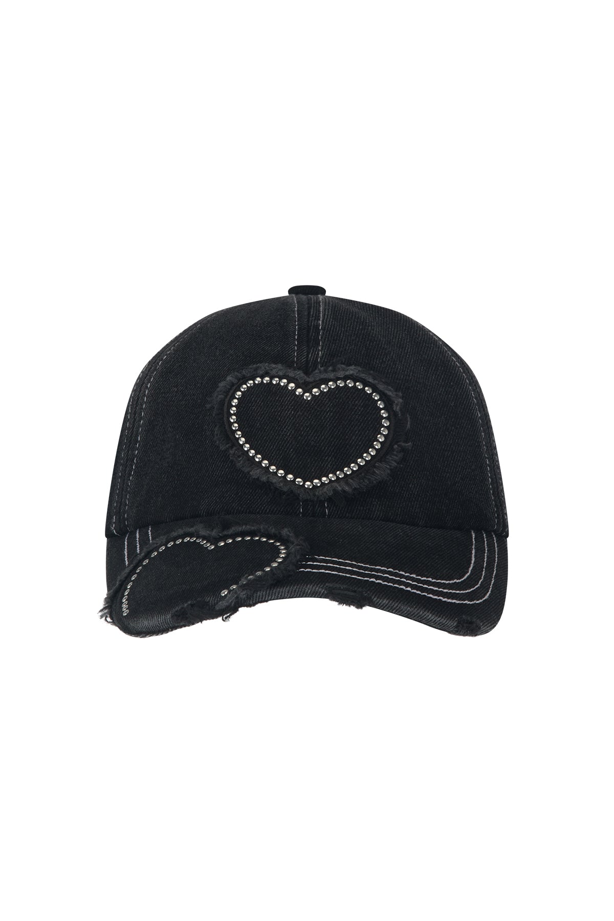 Studded Heart Cap - Distressed Charcoal