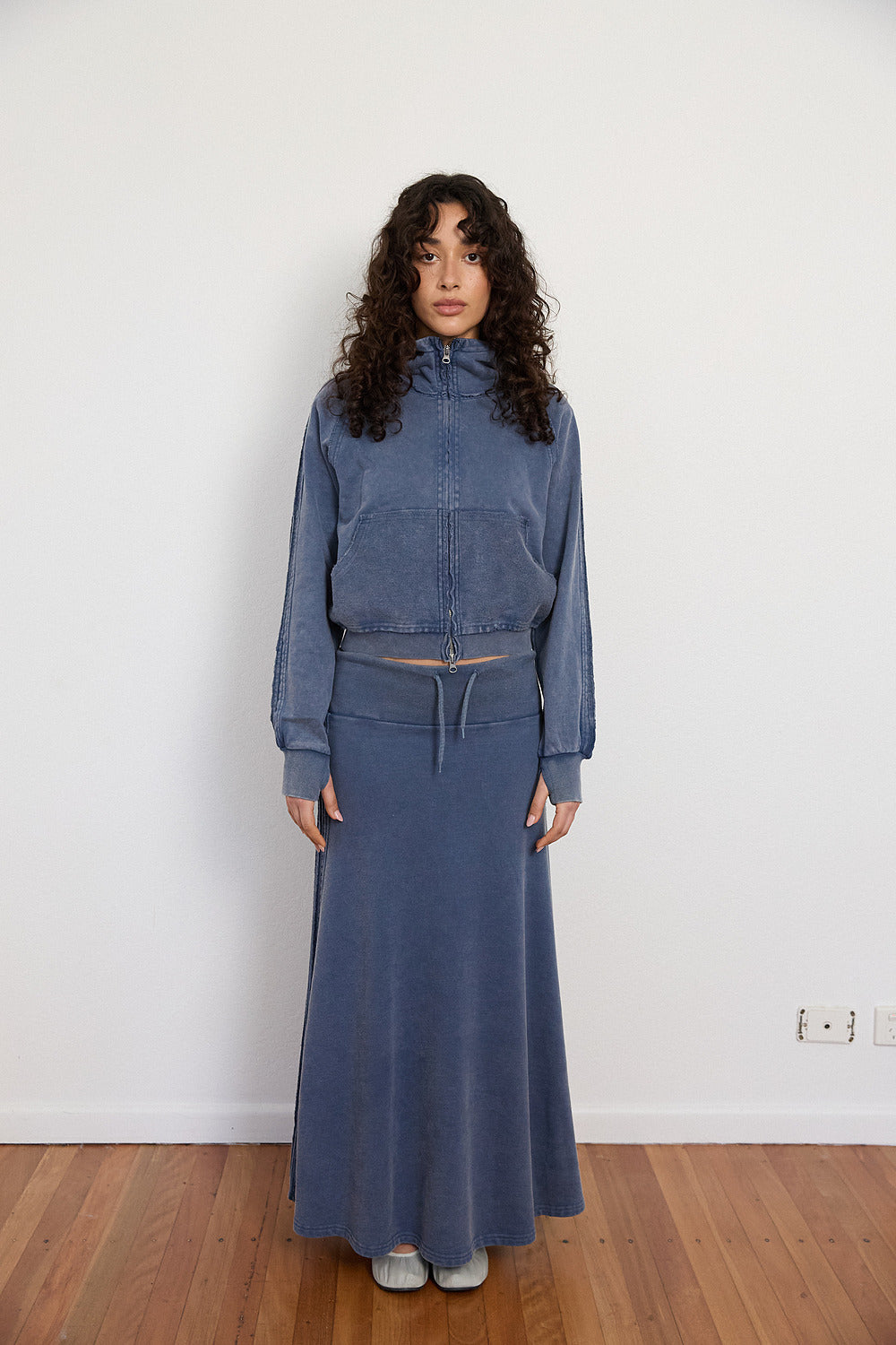 Track Skirt - Sky Acid Wash