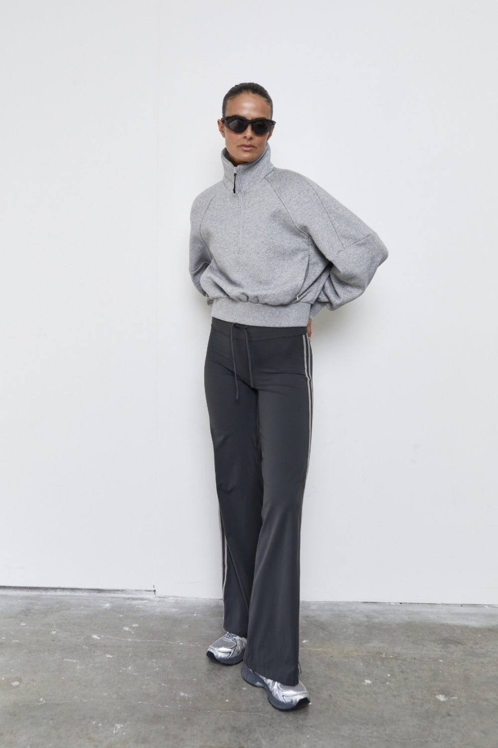 Straight Leg Tie Up Pant - Grey Stripe
