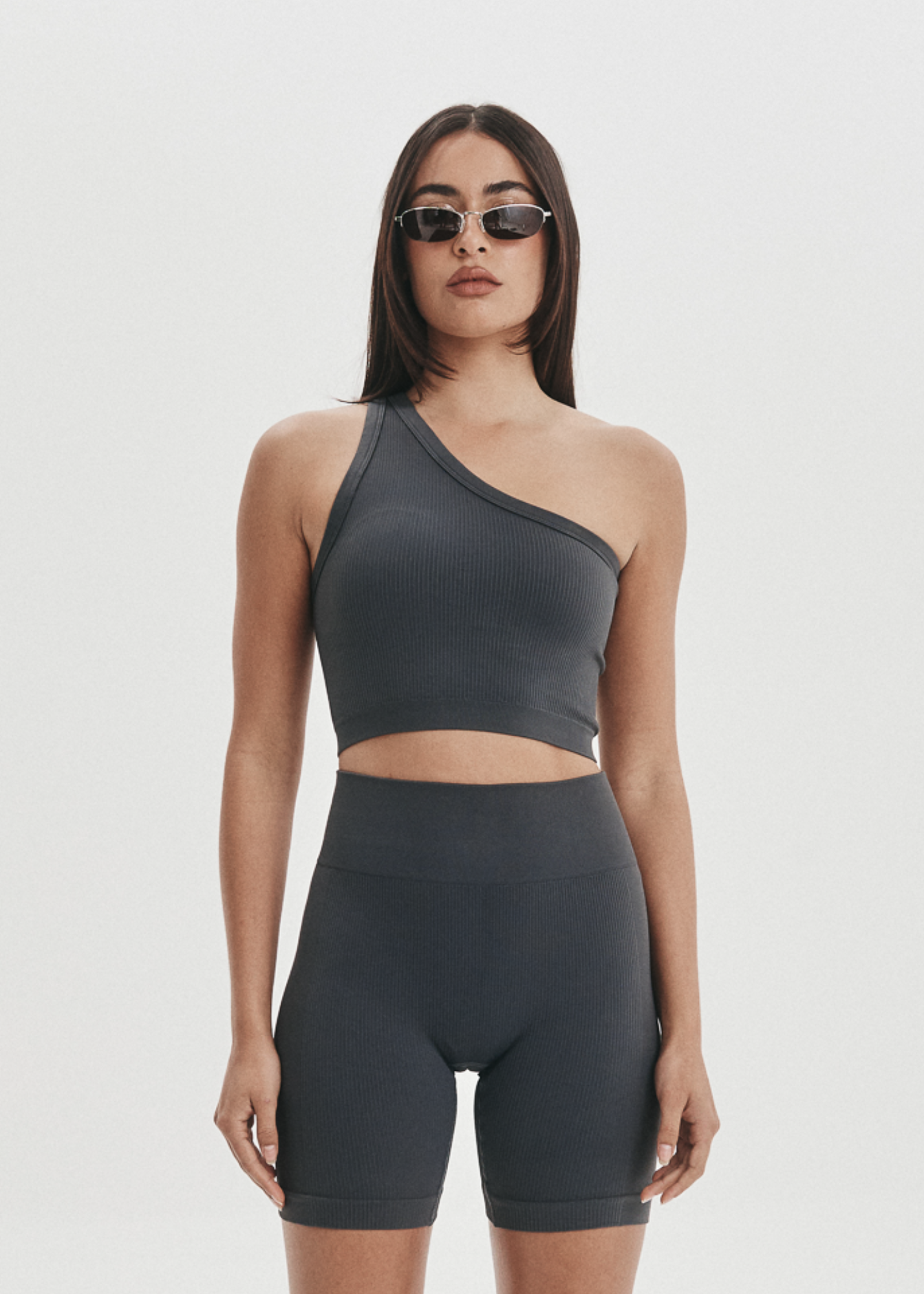 One Shoulder Bodice Crop - Slate