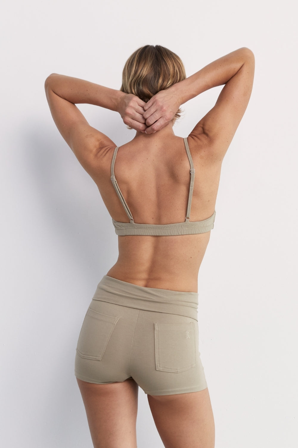 Fold Over Mini Short 3" - Taupe
