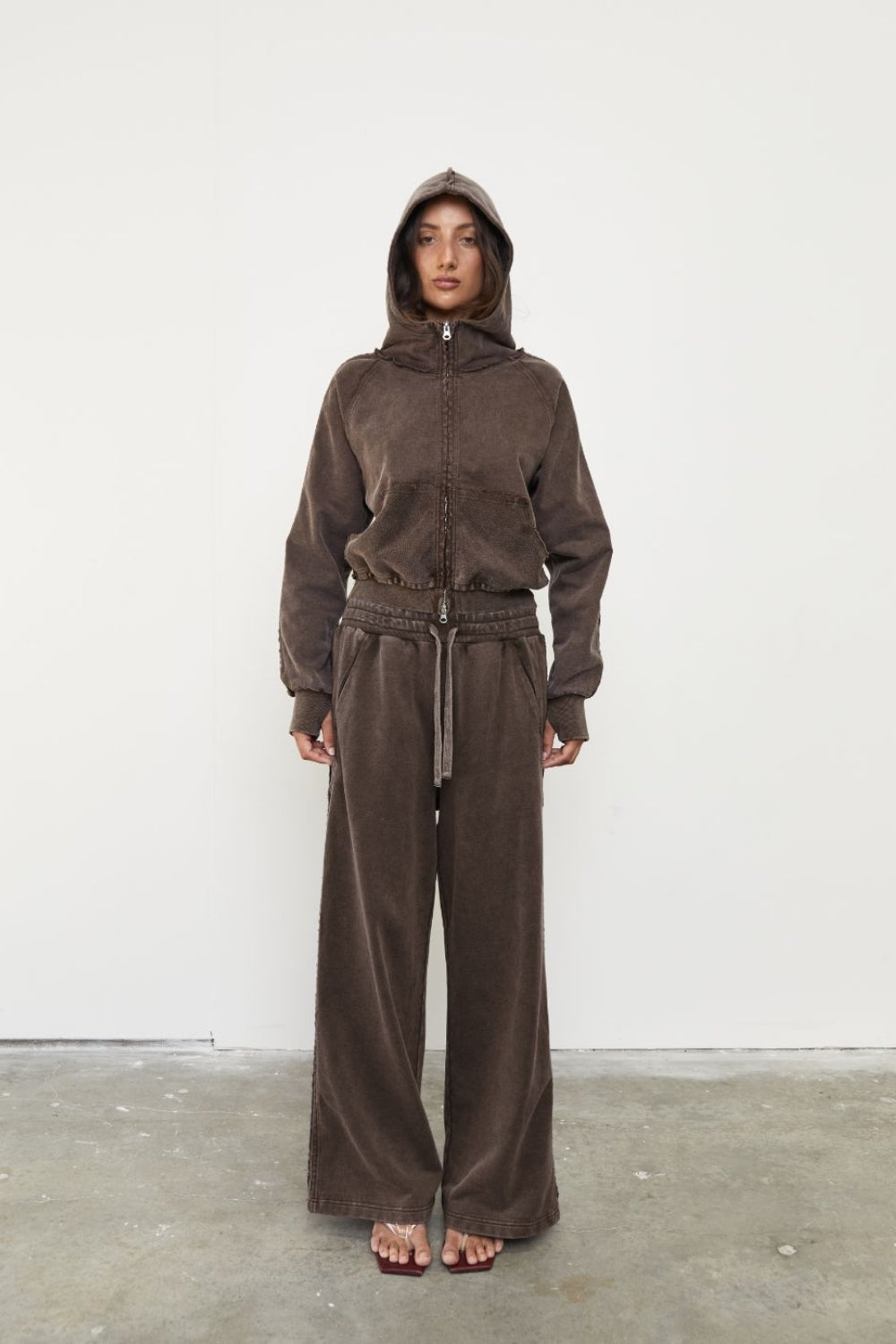 Wide Leg Tracksuit Pant - Soil Acid Wash