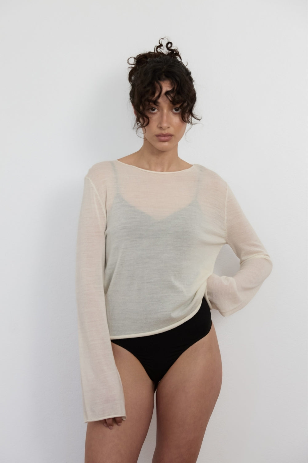 Light Weight Knit and Scarf - Cream