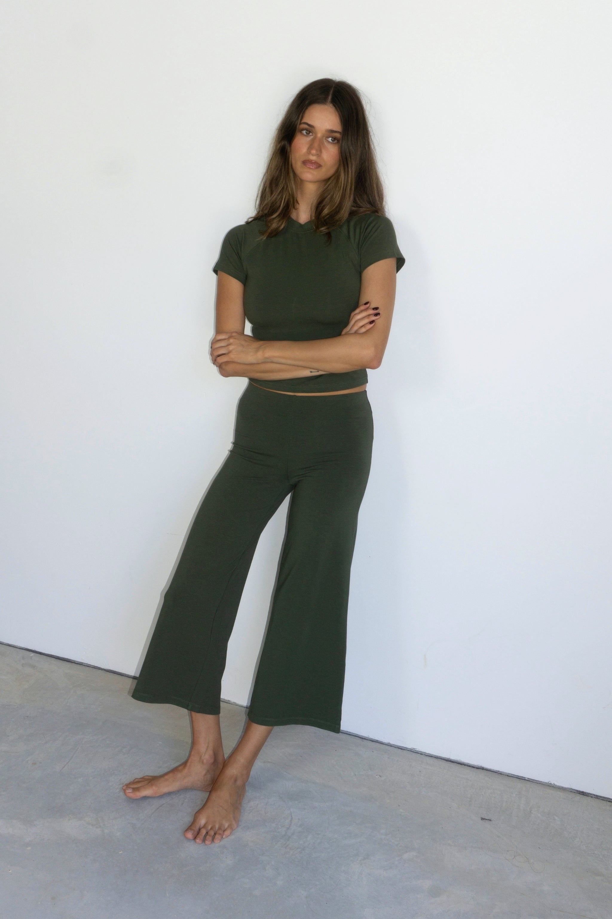Cropped Baby Tee - Khaki