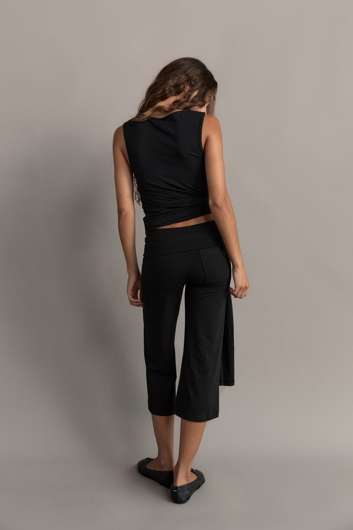 Belted Wrap Around Tank - Black