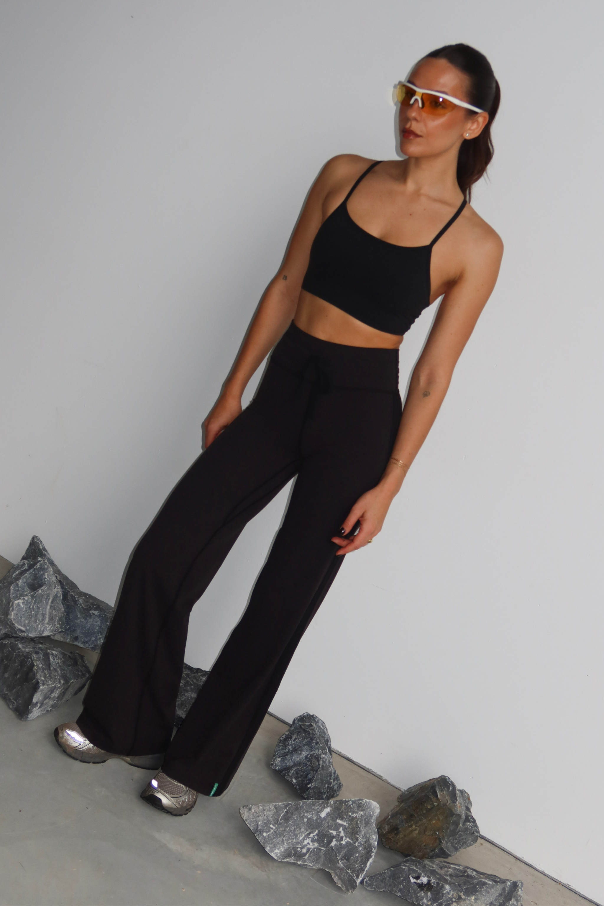 Straight Leg Tie Up Pant - Black