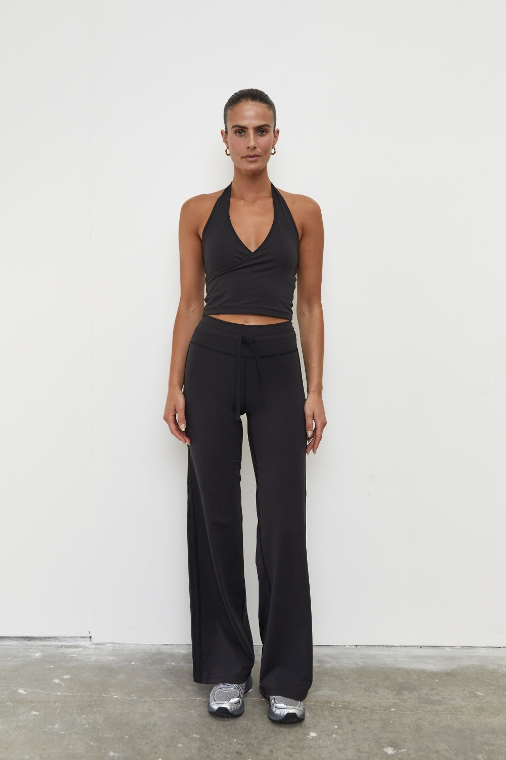 Straight Leg Tie Up Pant - Black