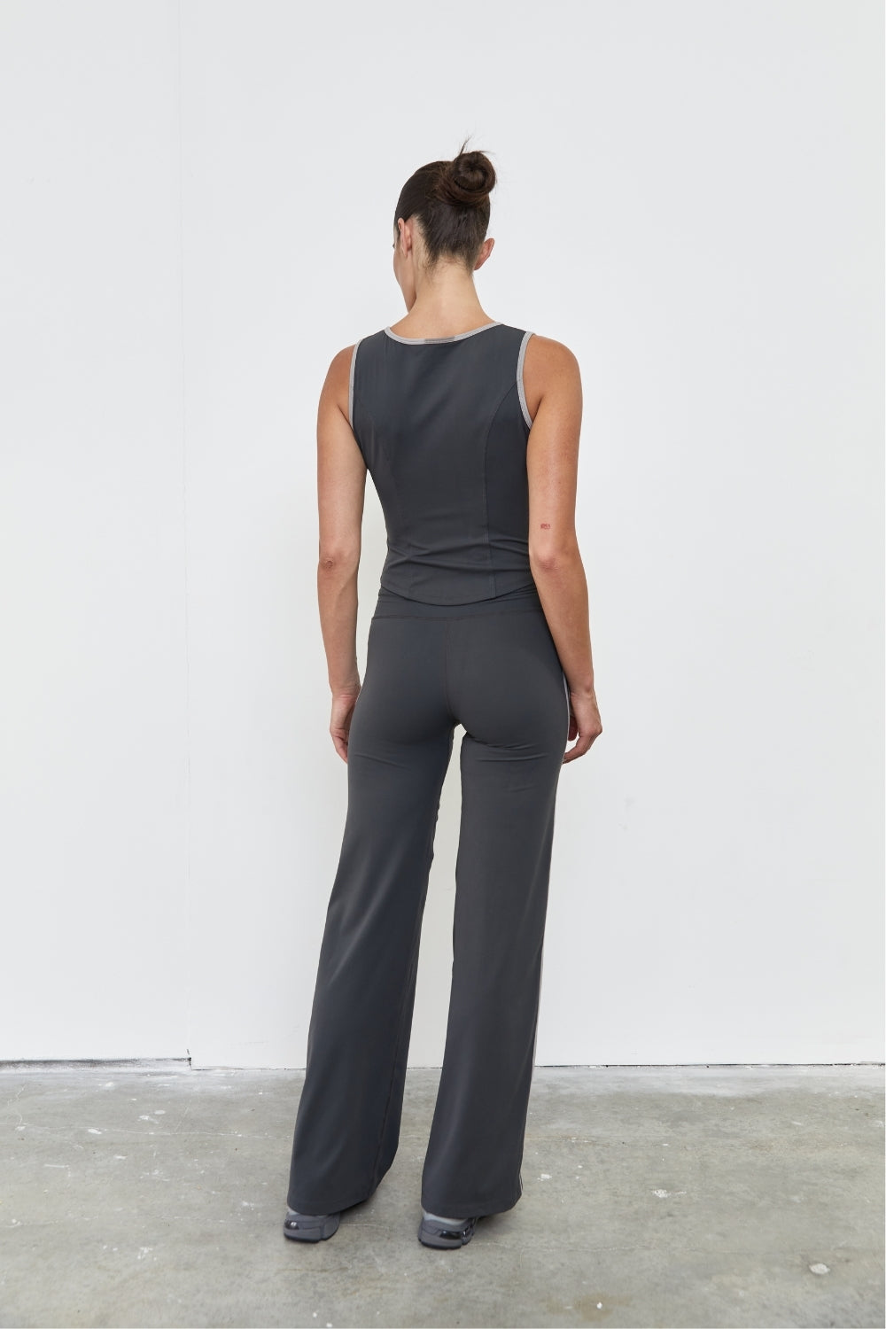 Straight Leg Tie Up Pant - Grey Stripe