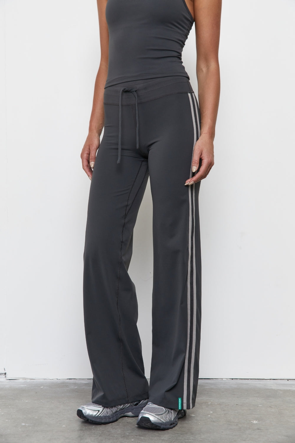 Straight Leg Tie Up Pant - Grey Stripe