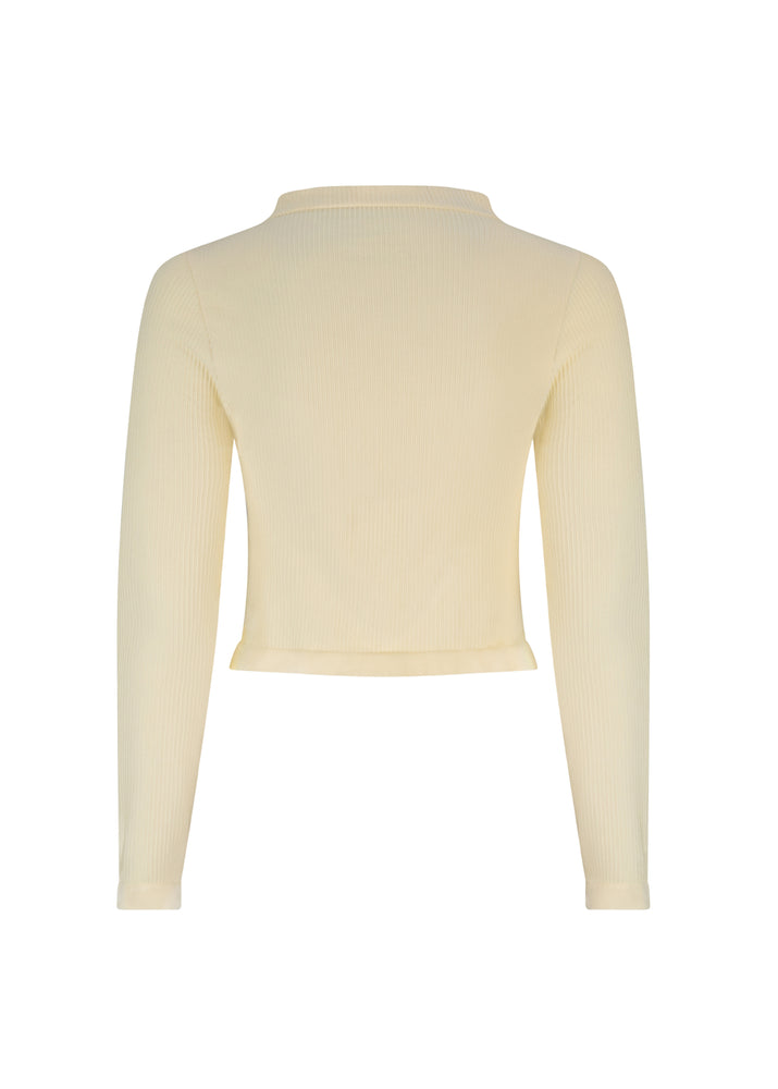 
                  
                    Load image into Gallery viewer, Long Sleeve Cut Out Top - Cream Rib
                  
                